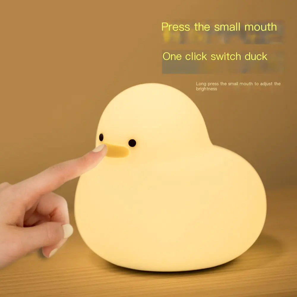 Silicone LED Night Light - Cute Cartoon Duck Design