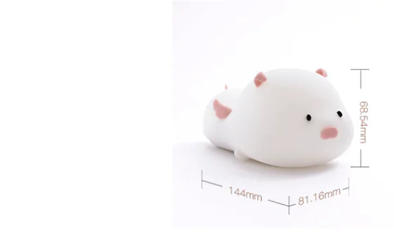 Cute Pig Silicone Night Light with Magnetic Design