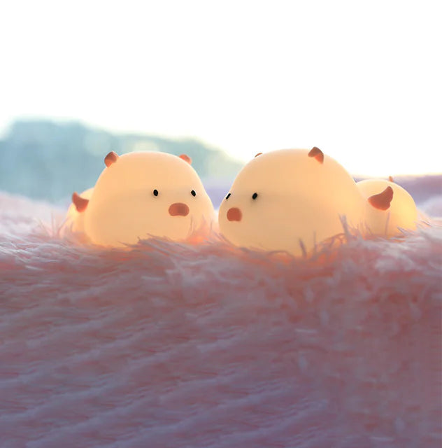 Cute Pig Silicone Night Light with Magnetic Design