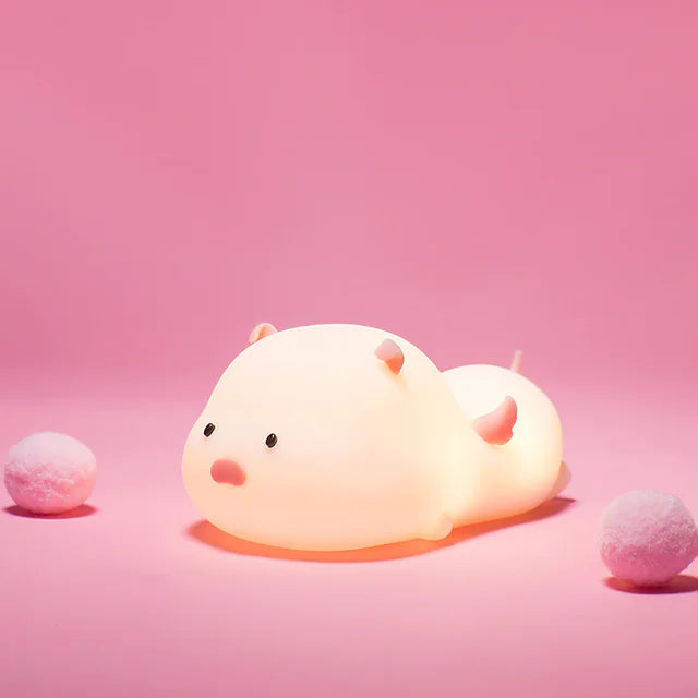 Cute Pig Silicone Night Light with Magnetic Design