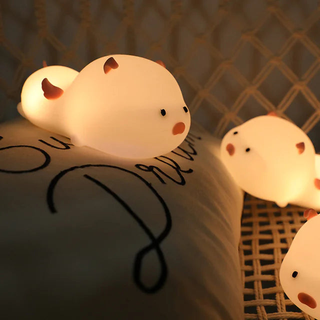 Cute Pig Silicone Night Light with Magnetic Design