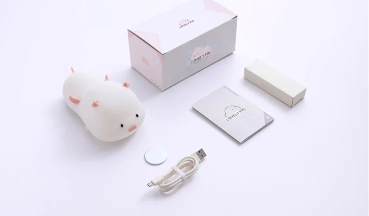 Cute Pig Silicone Night Light with Magnetic Design