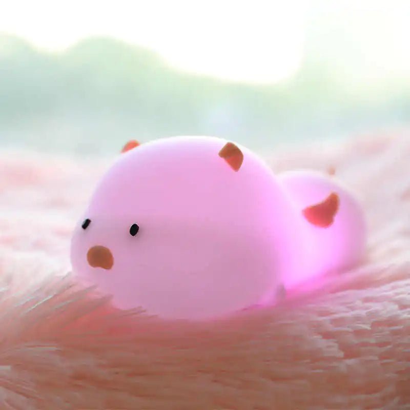 Cute Pig Silicone Night Light with Magnetic Design