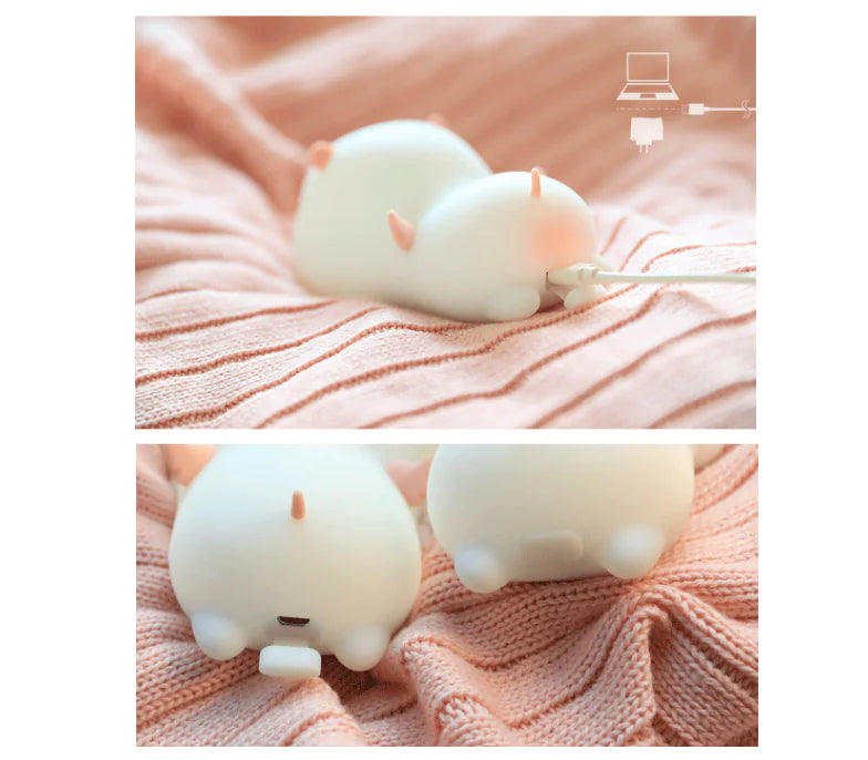 Cute Pig Silicone Night Light with Magnetic Design